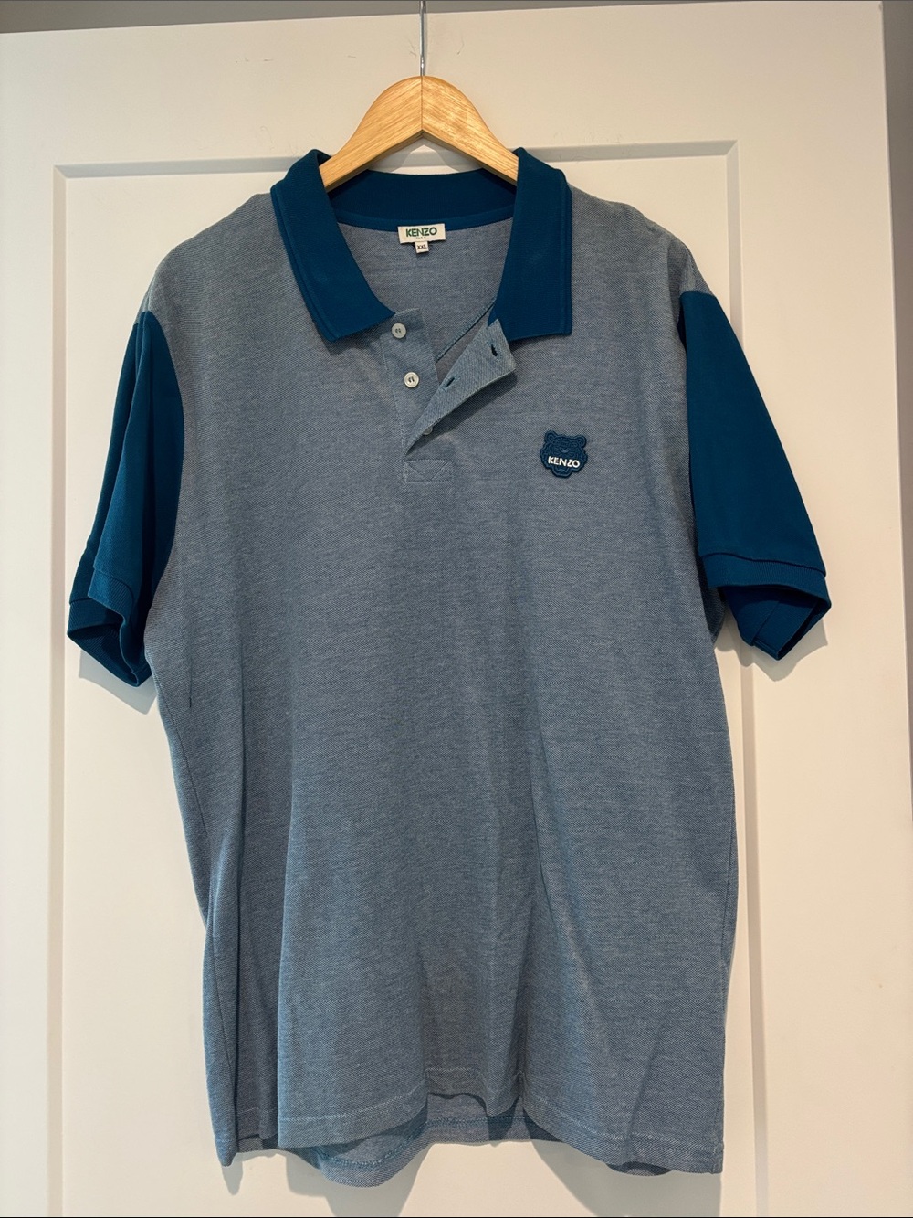 Kenzo Two-Tone Teal and Slate Blue Polo